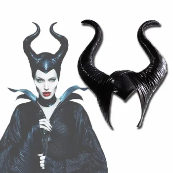 Halloween Cosplay Strašidelný Maleficent Čarodejnice Rohy Klobúk Pokrývku Hlavy Latex Maska Pokrývky Hlavy Helmu Strán Black Queen Headpiece Klobúk Spp
