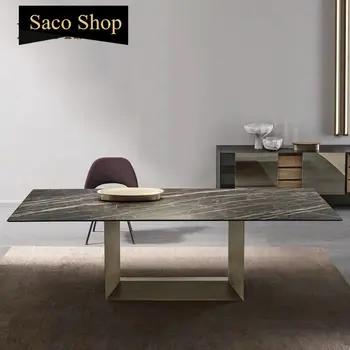 Kuchyňa Bridlice Luxusné 1,4 m Jedálenský Stôl A Stoličky Zmes Nordic Moderný Minimalistický Malý Byt Obdĺžnikový Mesa Tabuľka