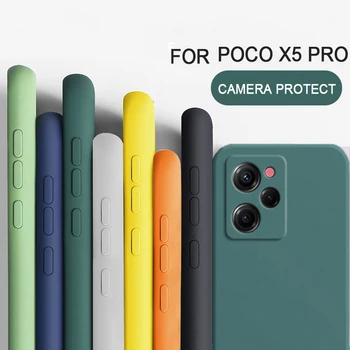 Pre Xiao Poco X5 Pro Shockproof Námestie Kvapaliny Kremíka TPU Telefón puzdro Pre Xiao Poco X5 X5 Pro Ochranné Objektív Fotoaparátu Fundas