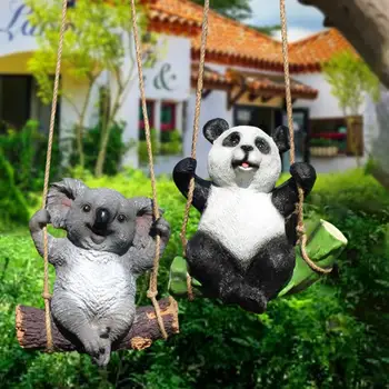 Živica Koala Panda Sochy Jemné Zvieracie Figúrky Kreslené Realistické Vizuálne Panda Koala Miniatúr pre Záhradu